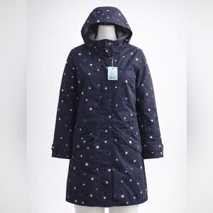 NWT Joules The Coast Navy Star Print Parka Jacket Coat Women